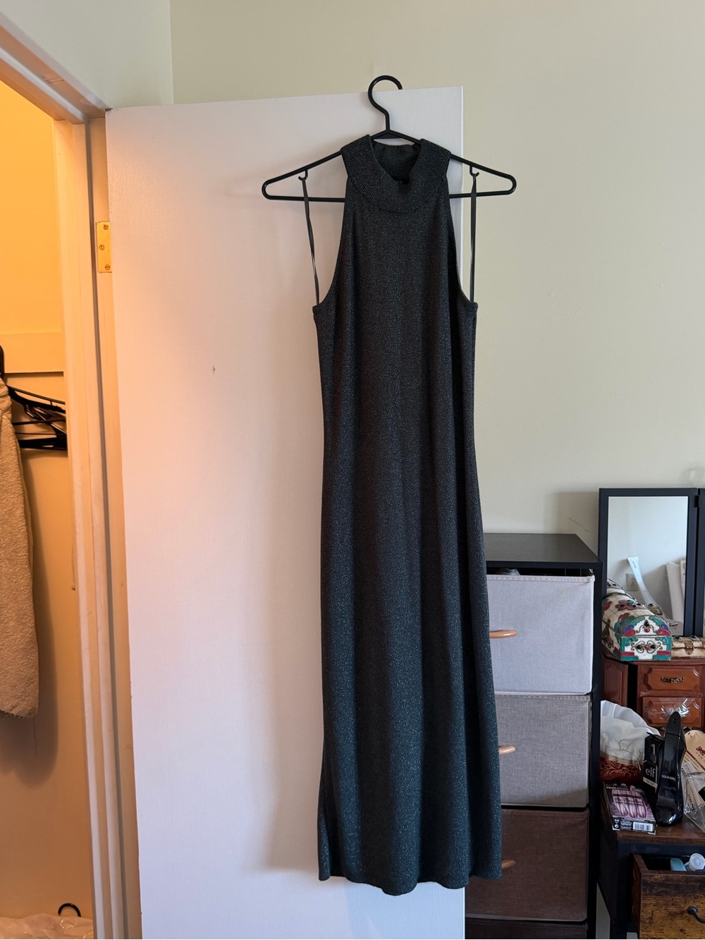 Banana Republic Sleeveless Sparkle Maxi Dress - Dark Green